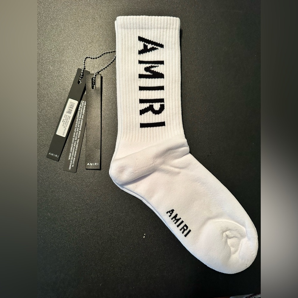 Amiri Military Stencil LOGO Crew Ribbed Socks Size 43-44 ( Size 10-11)